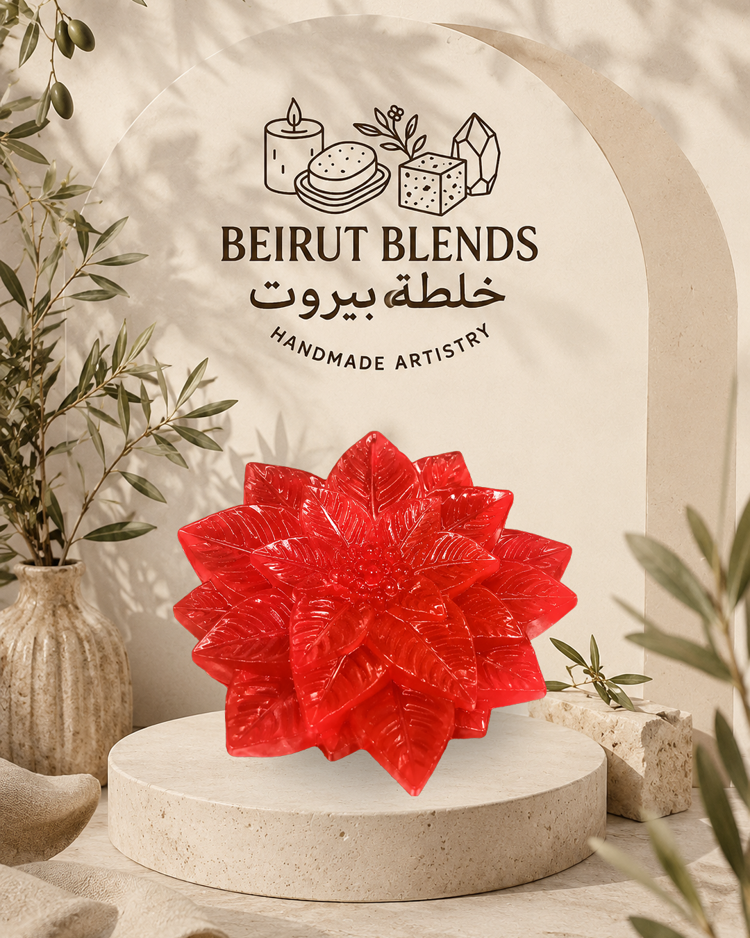 Poinsettia Flower Soap