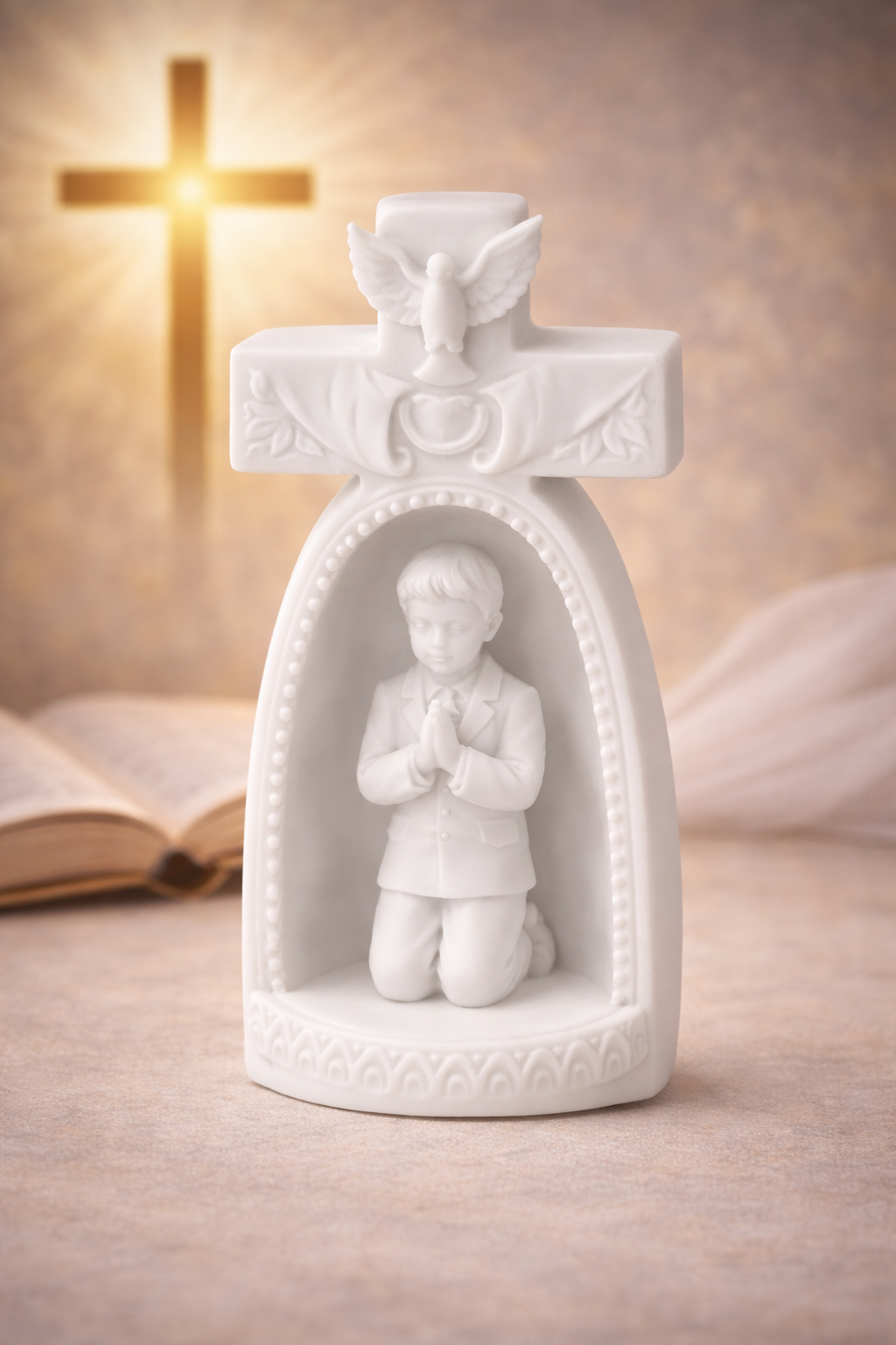 Cross of Faith – Praying Boy Sculpture